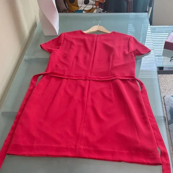 J Crew Dress J Crew Red A-line Dress with Belt Size 14 - Picture 4 of 7